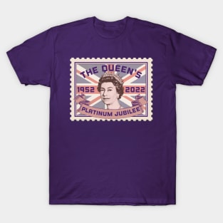 Queen Elizabeth II Platinum Jubilee Retro Stamp T-Shirt